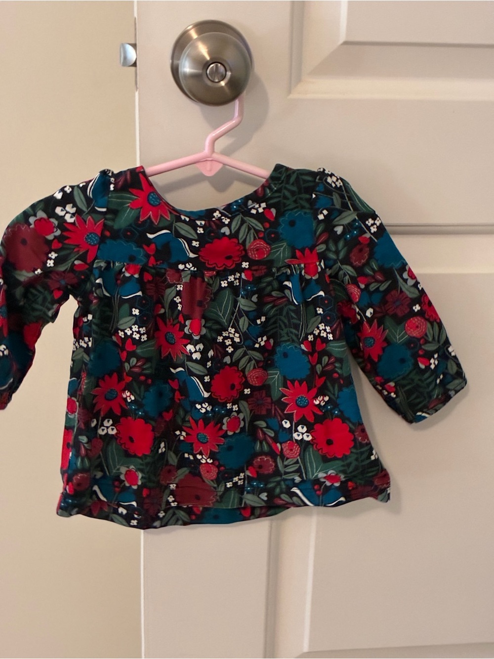 Carter's Teal, Red & Black Floral Long-Sleeve Top